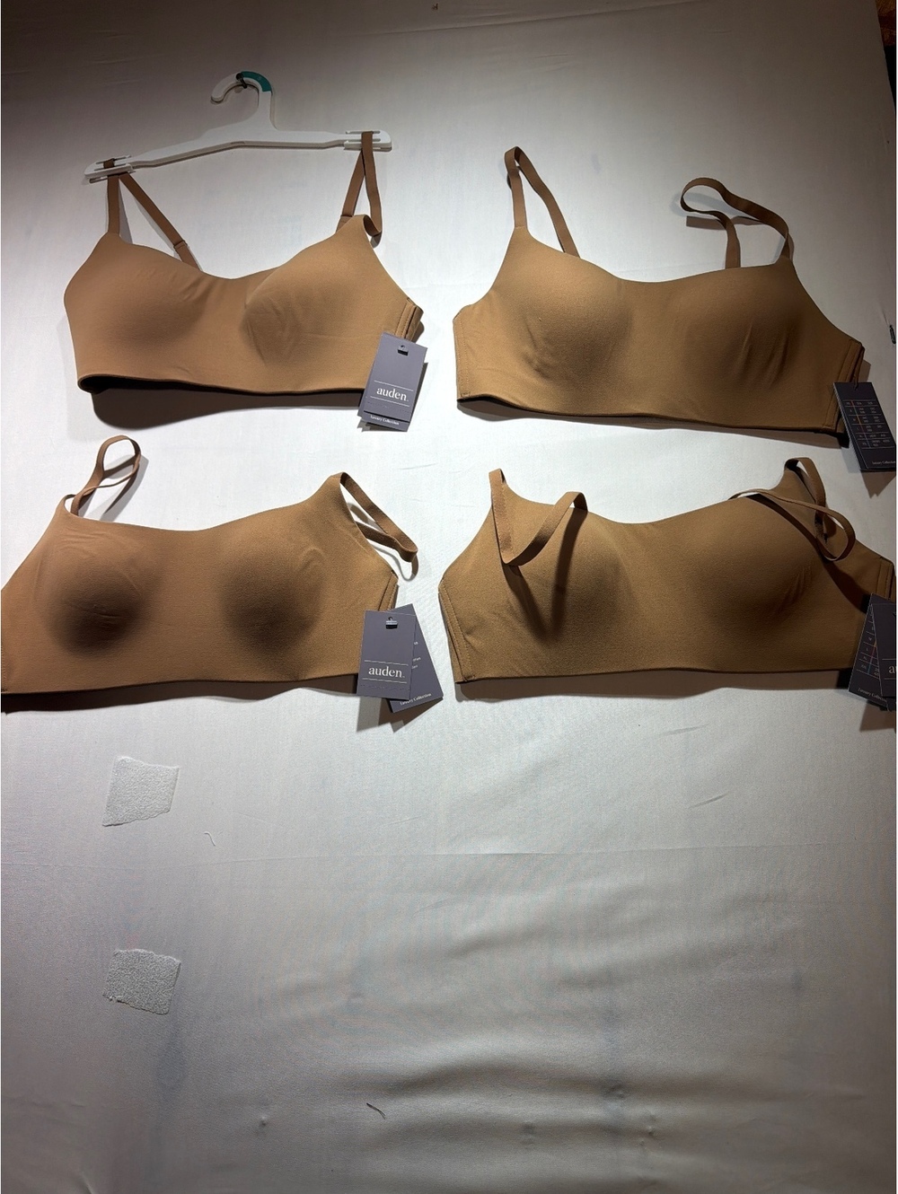 Lot of 4! auden Luxury Collection Lightly Lined Scoop Neck Bralette Small Brown